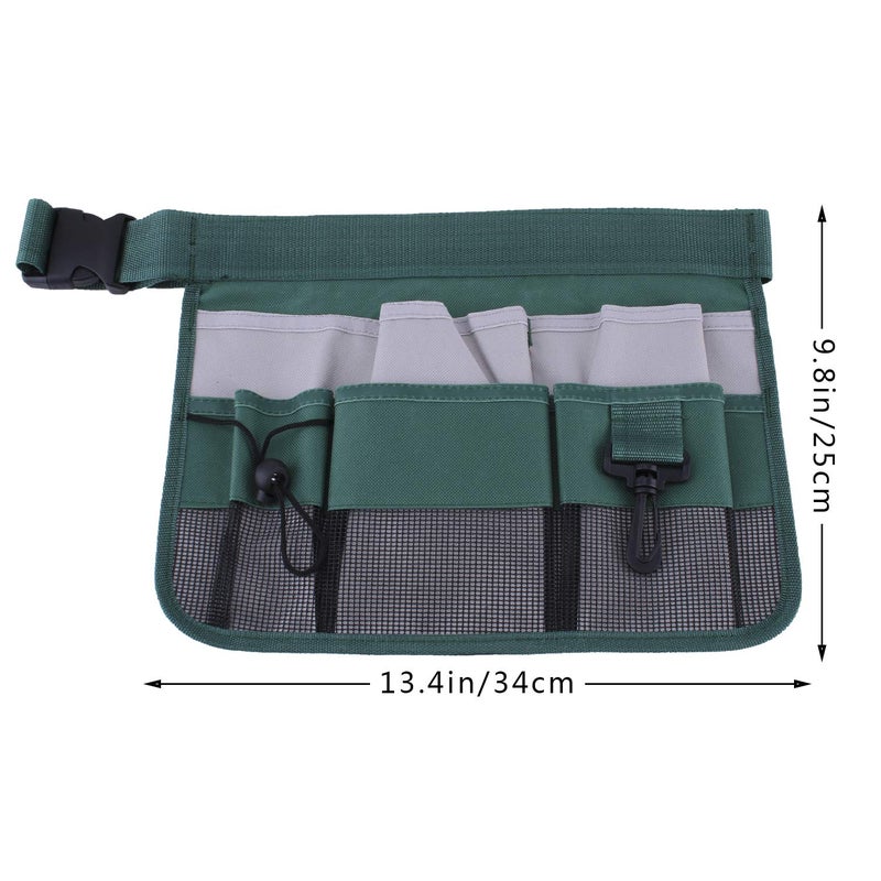 Geboor Gardening Tool Waist Bag Belt Heavy Duty Oxford Tool Apron with 7 Pockets of Different Sizes and Depth (Green) - Image 5